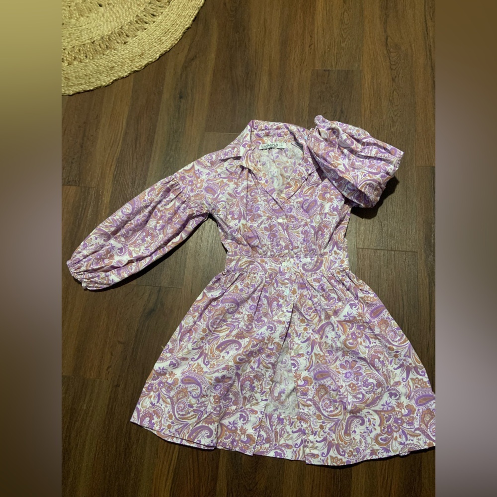lusana Lola Collared Dress Crystal Paisley purple boho summer party revolve $288 - Picture 4 of 9